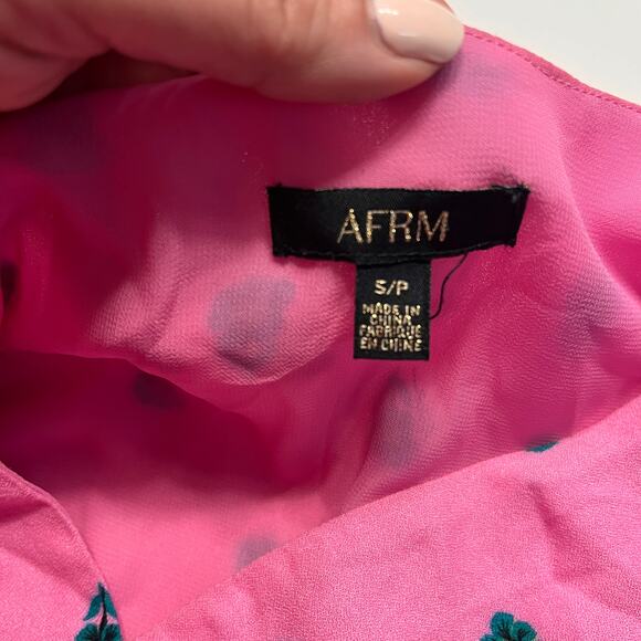 NEW AFRM Chic Pink With Polka Dots And Smocked Waist Midi Dress Size Small/P - Picture 7 of 11